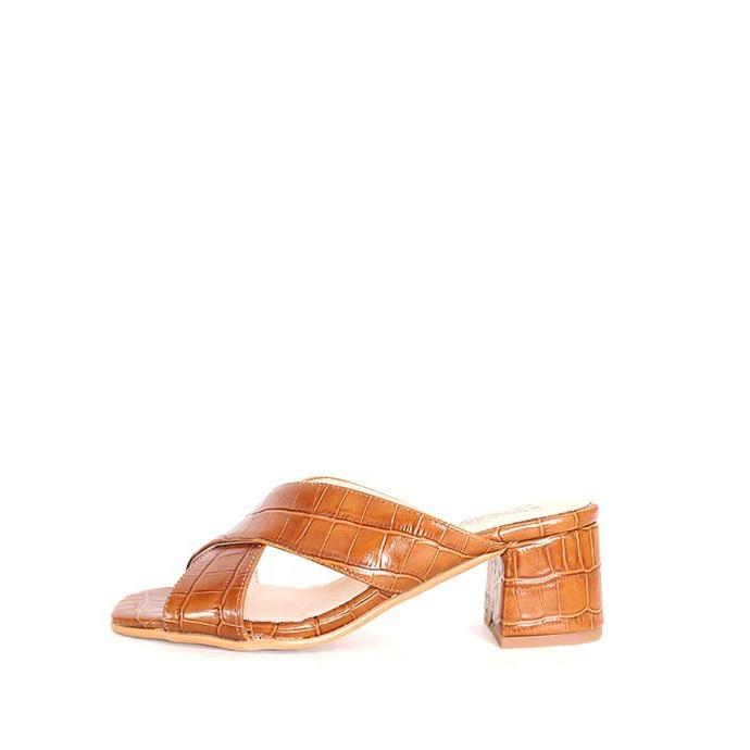 セール/SALE　BONTRE ボントレ 02401 ブラウン ヒールサンダル 型押しレザー