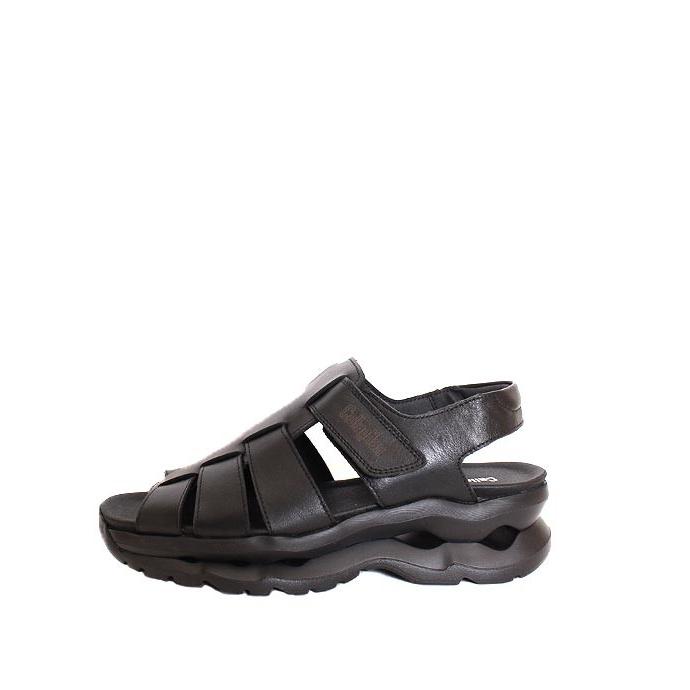 ALKA ブラック レザー サンダル ALKA ブラック レザー サンダル