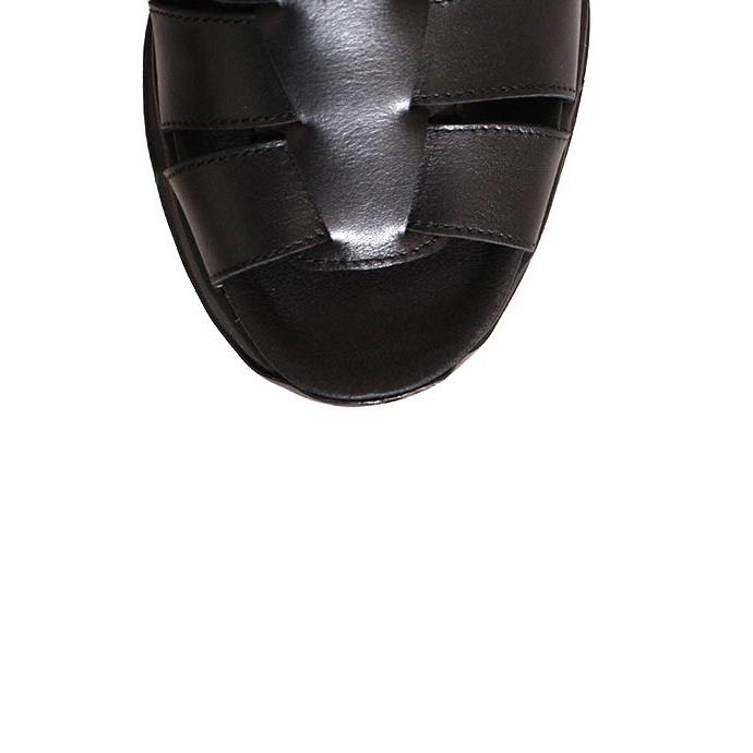 ALKA ブラック レザー サンダル BRAND X｜レザーワラチサンダル“Fisherman” グルカサンダル fisherman