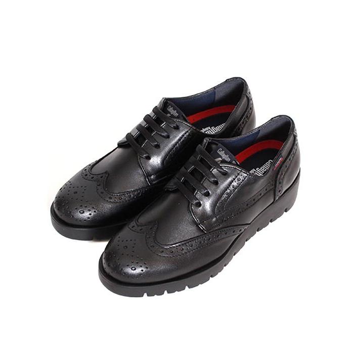 レディース　CallagHanカラハン　89812　ブラック　マニッシュシューズ　ウィングチップシューズ　レザースニーカー　厚底スニーカー　スムースレザー |  | 04