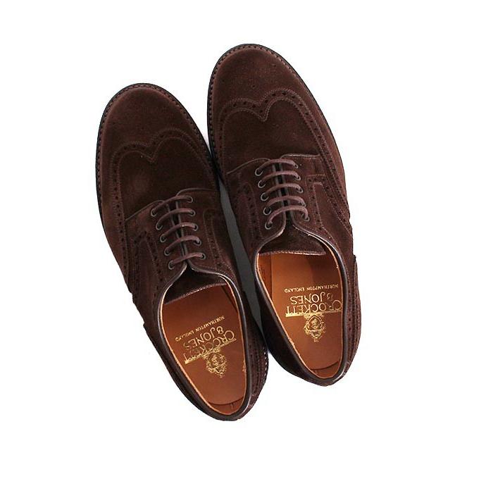 CROCKETT&JONESクロケット＆ジョーンズ　BANGOR2/バンガー3　 ダークブラウン　ウィングチップシューズ　スエードレザー　グッドイヤーウェルト製法の画像