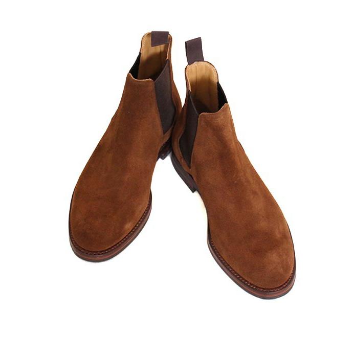CROCKETT&JONESクロケット＆ジョーンズ　CHELSEA17/チェルシー17　ブラウン(SNUFF)　チェルシーブーツ　サイドゴアブーツ　スエードレザーの画像