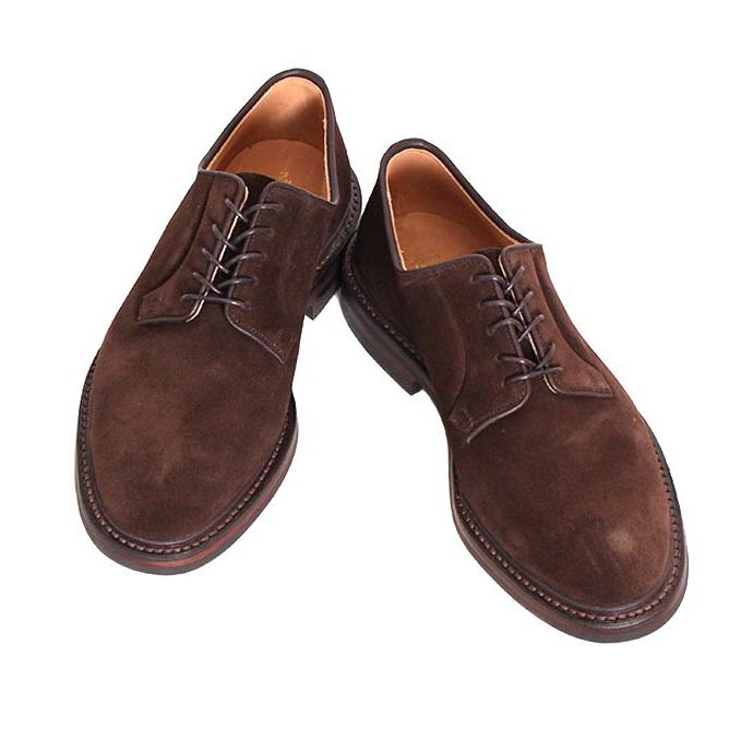 CROCKETT&JONESクロケット＆ジョーンズ　LANARK3/ラナーク3　 ダークブラウン　プレーントゥ　ポストマンシューズ　スエードの画像