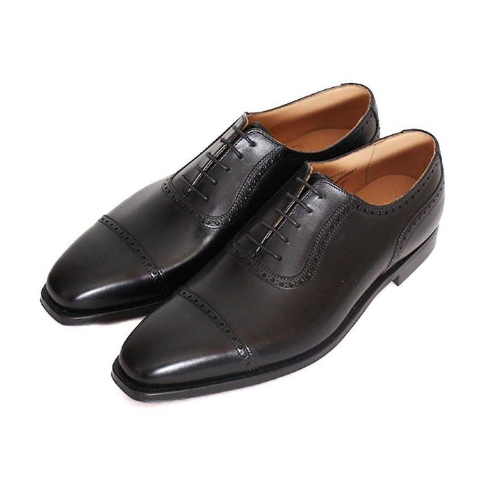 CROCKETT&JONESクロケット＆ジョーンズ　WESTBOURNE/ウエストボーン　 ブラック　パンチドキャップトゥ　カーフレザー　レザーソール　グッドイヤーウェルトの画像