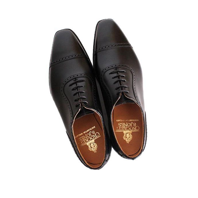 CROCKETT&JONESクロケット＆ジョーンズ　WESTBOURNE/ウエストボーン　 ブラック　パンチドキャップトゥ　カーフレザー　レザーソール　グッドイヤーウェルトの画像