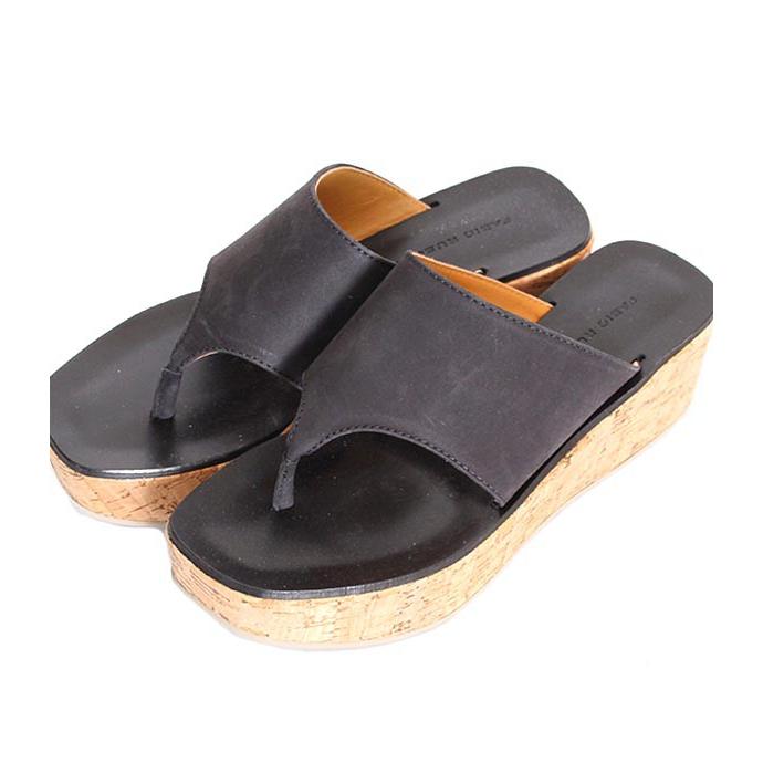 hsm FABIO RUSCONIサンダル　レザー　ブラック24cm FABIO RUSCONI ファビオルスコーニ サンダル DOMA レディース