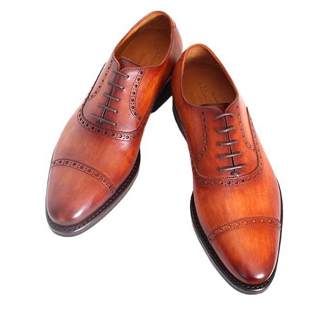 【値下げ】jalan sriwijayaブラウン キャップトゥ ドレスシューズ 値下げ】jalan sriwijayaブラウン キャップトゥ ドレスシューズ