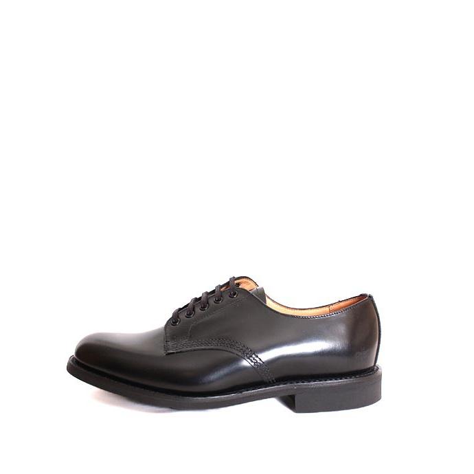 レディース　SANDERS サンダース 2247 ブラック オフィサーシューズ プレーントゥ オックスフォードシューズ ポリッシュレザー | SANDERS