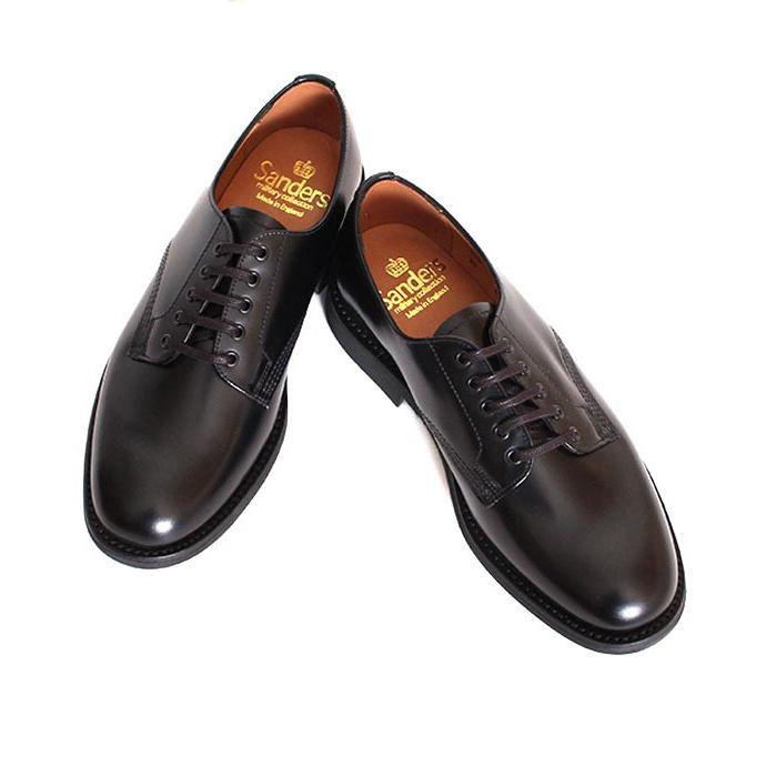 レディース　SANDERS サンダース 2247 ブラック オフィサーシューズ プレーントゥ オックスフォードシューズ ポリッシュレザー | SANDERS | 05