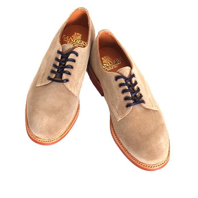SANDERS サンダース 2482 ダーティーバック オフィサーシューズ プレーントゥ ポストマンシューズ スエードレザー 牛革