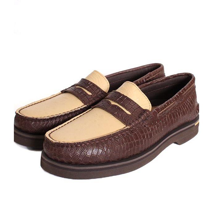 SPERRYスペリー　ST25454　ブラウン×アイボリーベージュ　ローファー　コインローファー　型押しレザー |  | 03