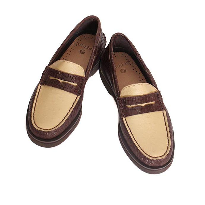 SPERRYスペリー　ST25454　ブラウン×アイボリーベージュ　ローファー　コインローファー　型押しレザー |  | 05
