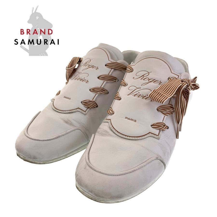 日本公式品 Roger Vivier ロジェヴィヴィエ ホワイト レザー ロゴ リボン 23 5cm 24cm スニーカー レディース 中古 安いそれに目立つ Www Skylanceronline Com