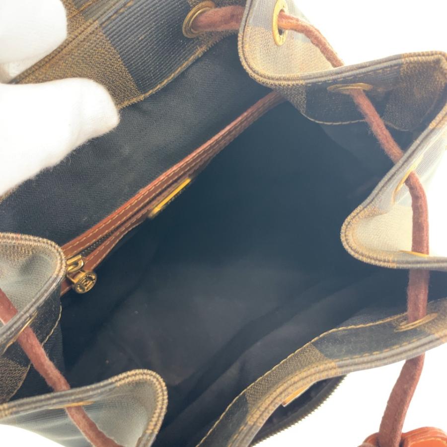 21年激安 Fendi フェンディ ヴィンテージ ペカン ブラウン ブラック ナイロン レザー リュック バックパック レディース リュックサック デイパック