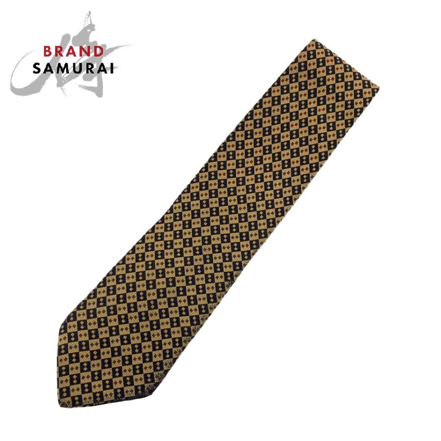 YVES SAINT LAURENT イヴ・サンローラン 格子柄 日本製 総柄 イエロー ブラック レッド シルク D-TK 8075 剣先 9cm ネクタイ 101723 | Yves Saint Laurent