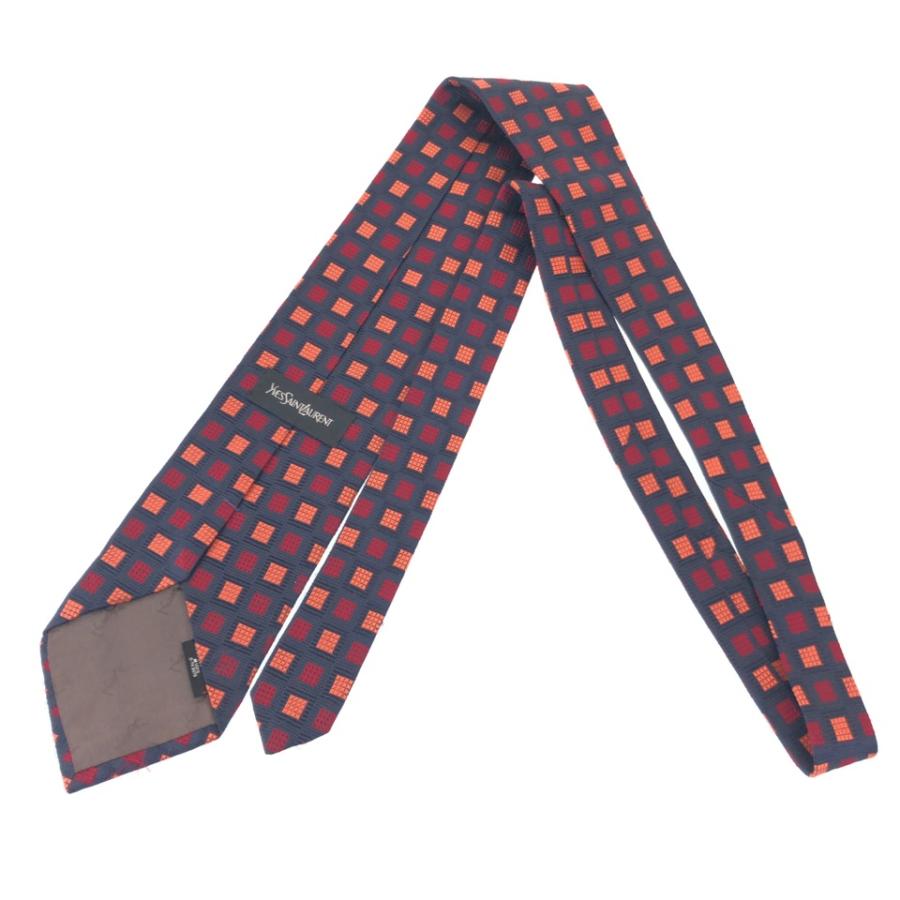 YVES SAINT LAURENT イヴ・サンローラン ヴィンテージ レッド 赤色 シルク YSL スクエア柄 剣先 約9cm ネクタイ メンズ 102972 中古 | Yves Saint Laurent | 03
