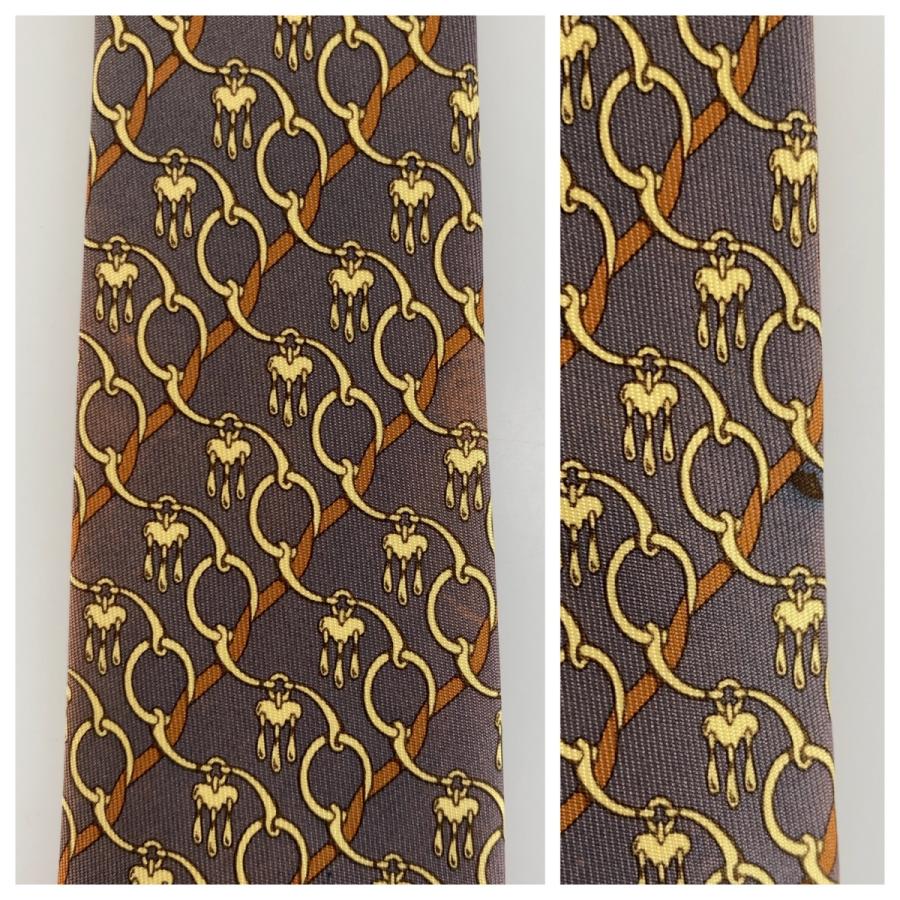 HERMES エルメス ホースビット柄 ダークパープル シルク 剣先 8.5cm ネクタイ メンズ 300321 | HERMES | 05