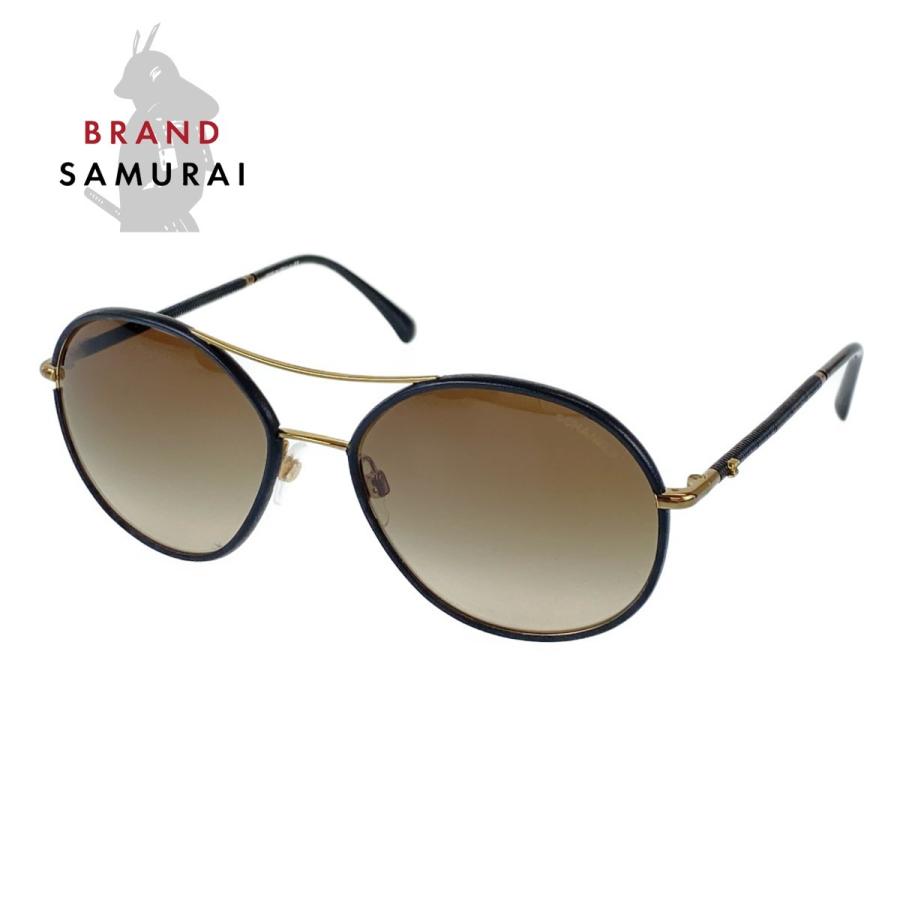 美品シャネル　人気のブラックフレームにゴールドのココマーク　サングラス 美品シャネル 人気のブラックフレームにゴールドのココマーク