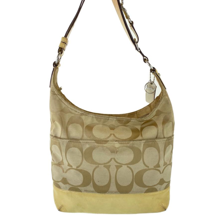 COACH コーチ シグネチャー 斜め掛け調整可能 ベージュ キャンバス/パテントレザー D1171-F17490 ホーボー ショルダーバッグ 302717 | COACH | 01