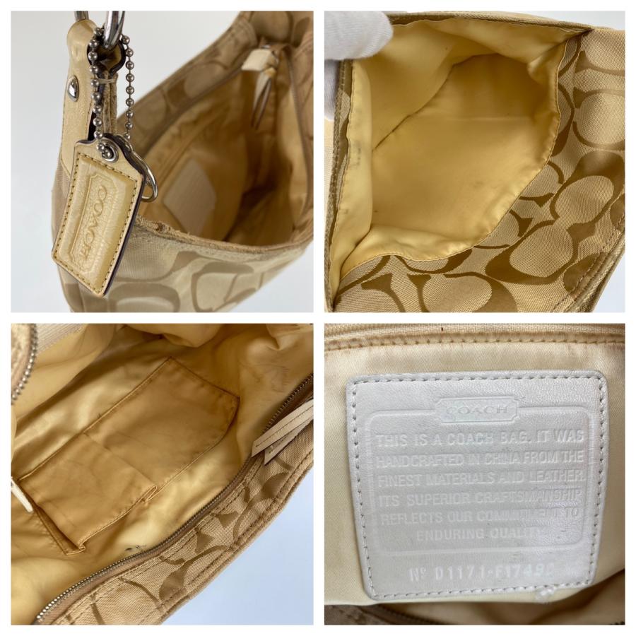 COACH コーチ シグネチャー 斜め掛け調整可能 ベージュ キャンバス/パテントレザー D1171-F17490 ホーボー ショルダーバッグ 302717 | COACH | 04