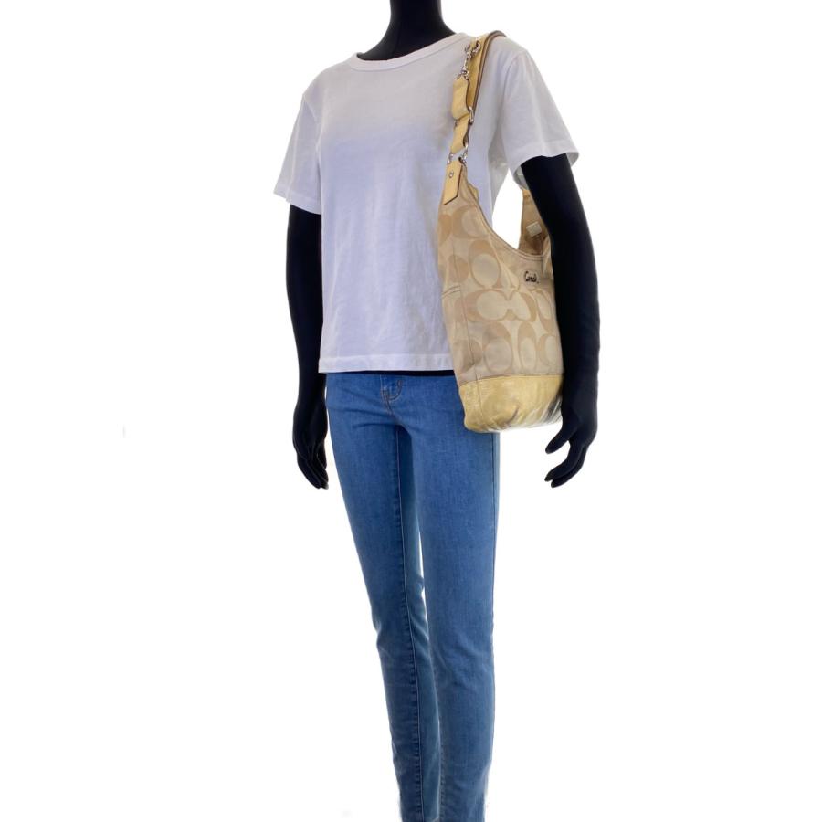 COACH コーチ シグネチャー 斜め掛け調整可能 ベージュ キャンバス/パテントレザー D1171-F17490 ホーボー ショルダーバッグ 302717 | COACH | 05