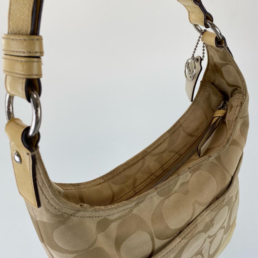 COACH コーチ シグネチャー 斜め掛け調整可能 ベージュ キャンバス/パテントレザー D1171-F17490 ホーボー ショルダーバッグ 302717 | COACH | 09