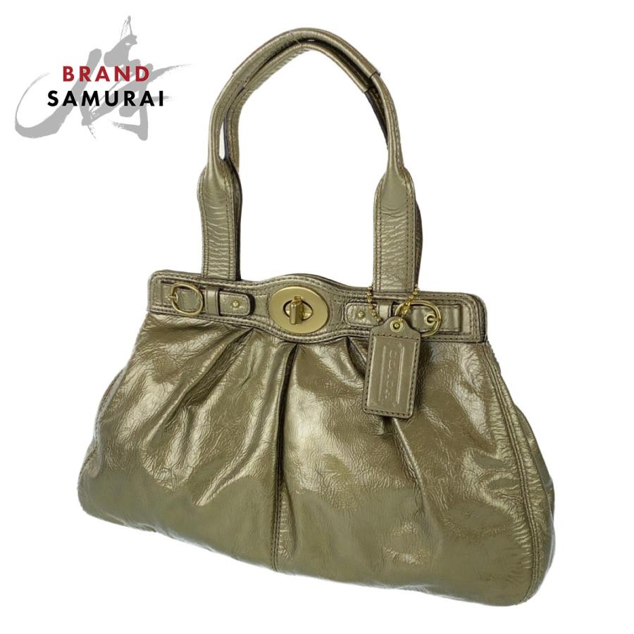 COACH 美品 コーチ ターンロック ゴールド エナメル A1069-13926  