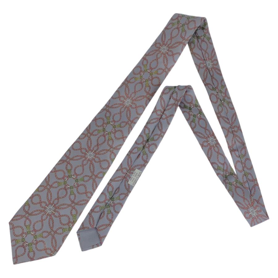 HERMES エルメス 総柄 グレー ピンク マルチカラー シルク ネクタイ 剣先9cm メンズ 304413 | HERMES | 01