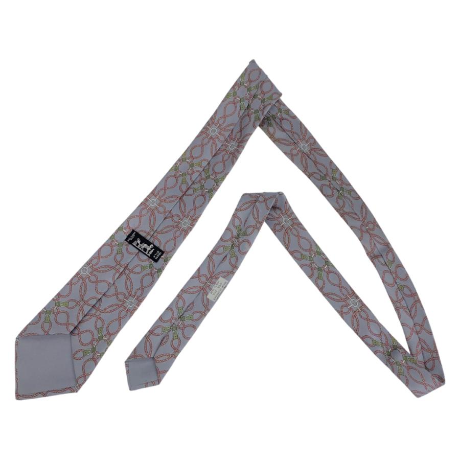 HERMES エルメス 総柄 グレー ピンク マルチカラー シルク ネクタイ 剣先9cm メンズ 304413 | HERMES | 02