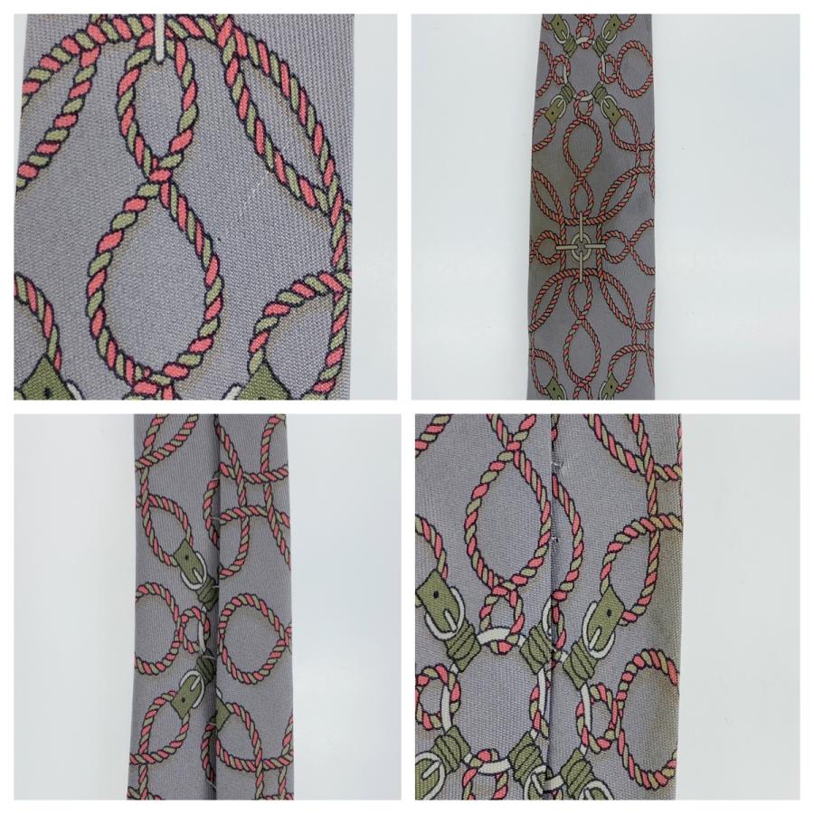 HERMES エルメス 総柄 グレー ピンク マルチカラー シルク ネクタイ 剣先9cm メンズ 304413 | HERMES | 04