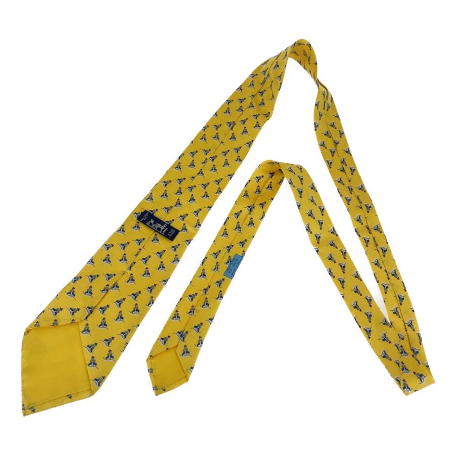 HERMES エルメス 船柄 イエロー シルク 剣先9cm ネクタイ メンズ 304646 | HERMES | 01