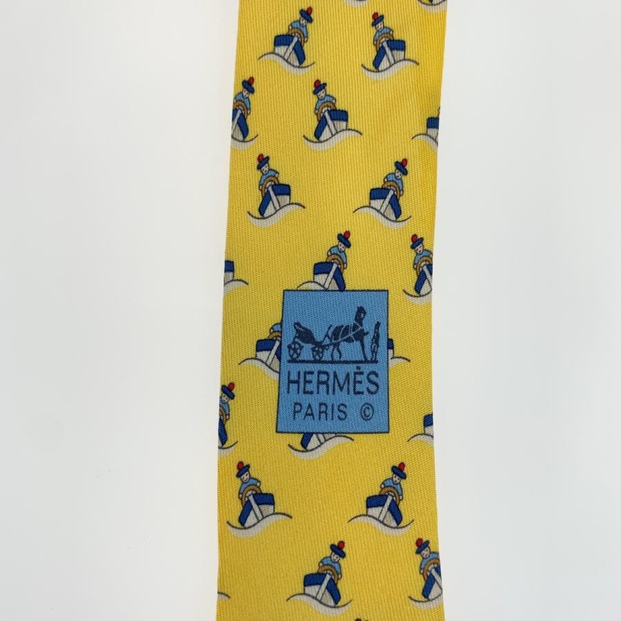 HERMES エルメス 船柄 イエロー シルク 剣先9cm ネクタイ メンズ 304646 | HERMES | 06