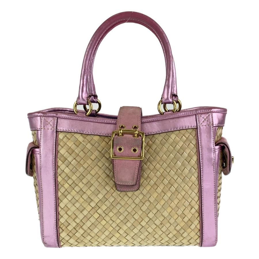 COACH（コーチ） ボクシー ストロー トート かごバッグ ピンク 