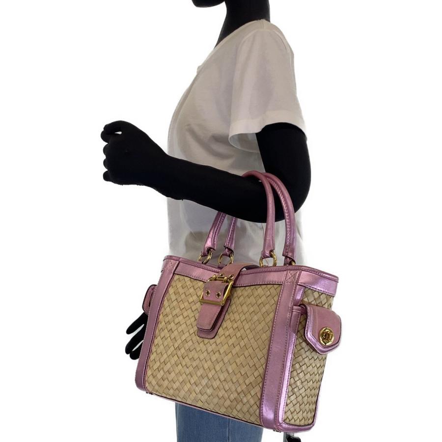 COACH（コーチ） ボクシー ストロー トート かごバッグ ピンク 