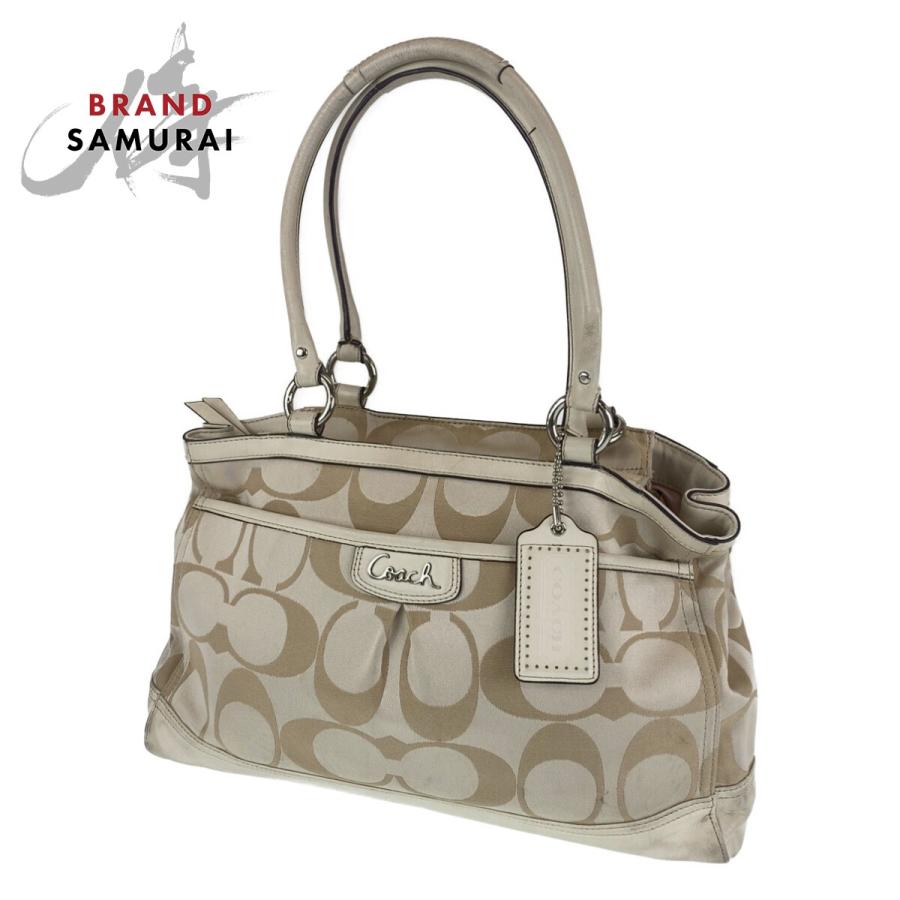 COACH（コーチ） シグネチャー ベージュ ホワイト キャンバス/レザー