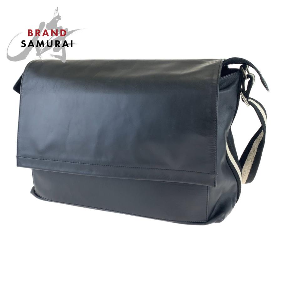 BALLY バリー ブラック ホワイト レザー ショルダーバッグ 斜め掛け