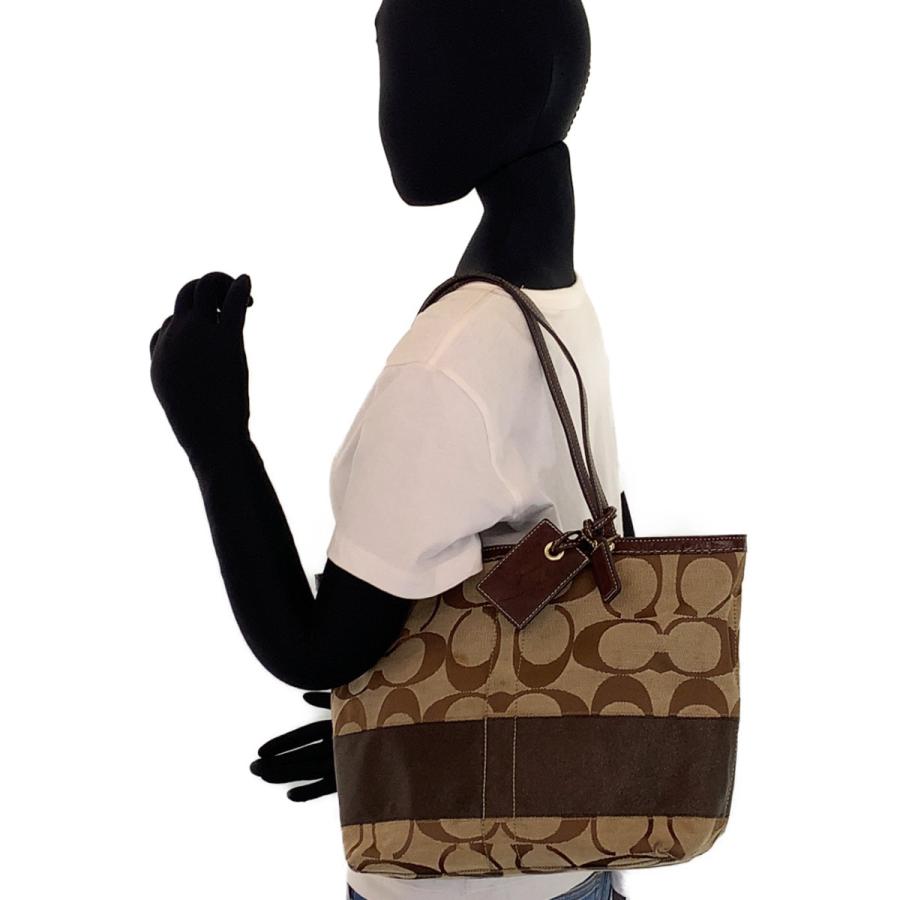 COACH（コーチ） シグネチャー ベージュ ブラウン 茶 ゴールド金具