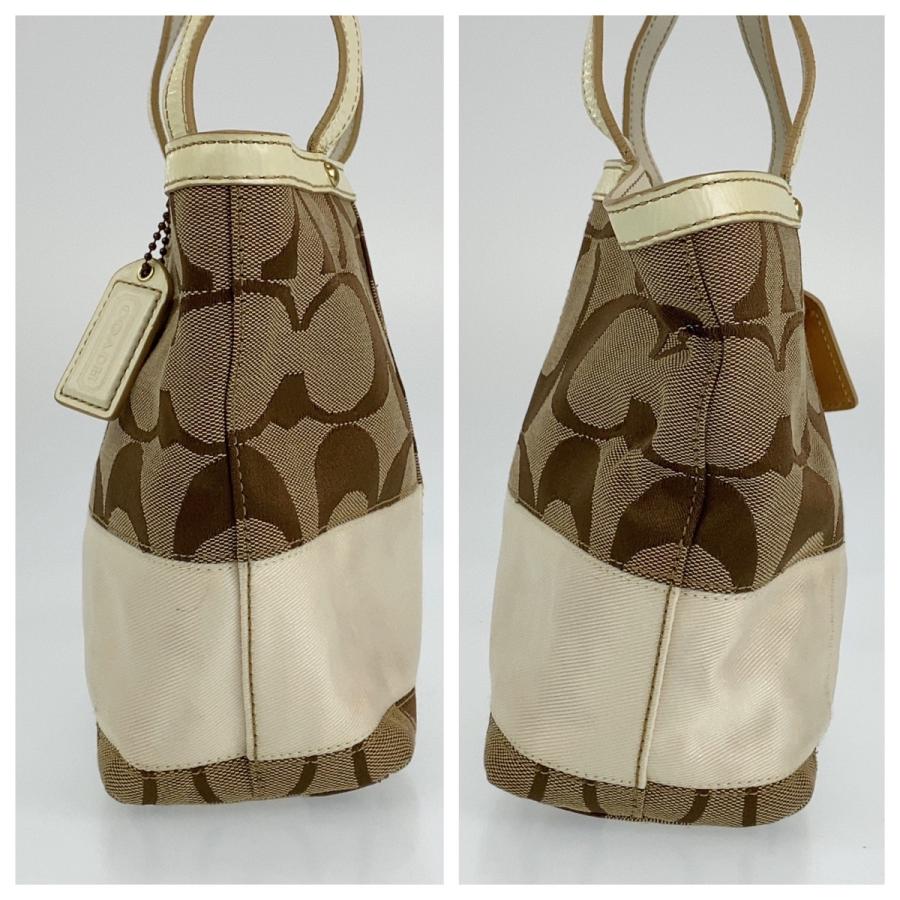 COACH コーチ シグネチャー ベージュ ホワイト ゴールド金具