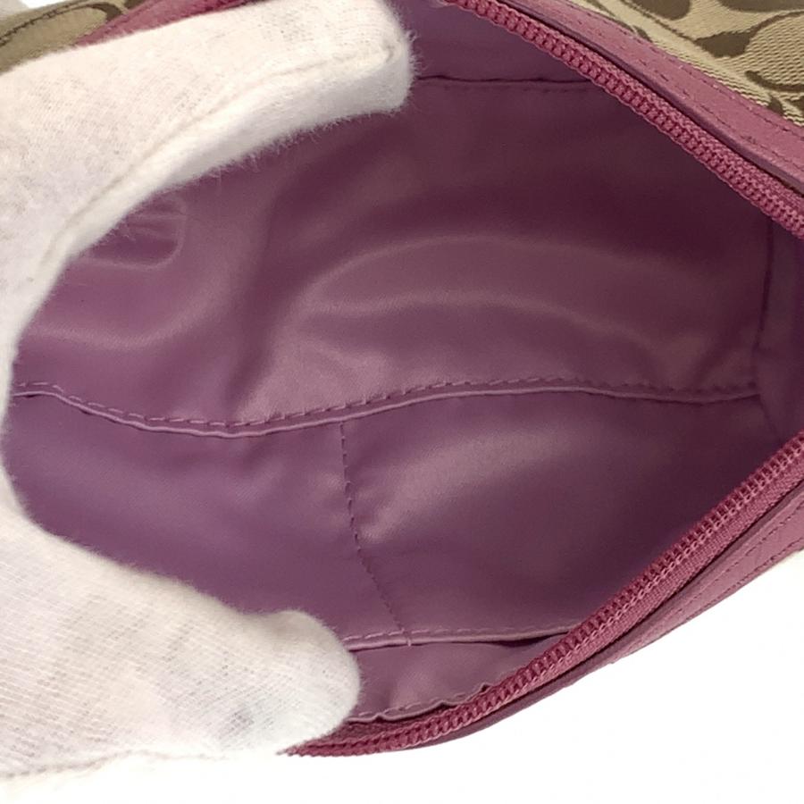 COACH コーチ シグネチャー ベージュ ピンク シルバー金具 キャンバス/レザー ポーチ アクセサリーポーチ レディース 401890 | COACH | 04