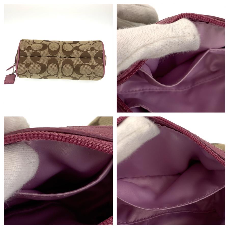 COACH コーチ シグネチャー ベージュ ピンク シルバー金具 キャンバス/レザー ポーチ アクセサリーポーチ レディース 401890 | COACH | 05
