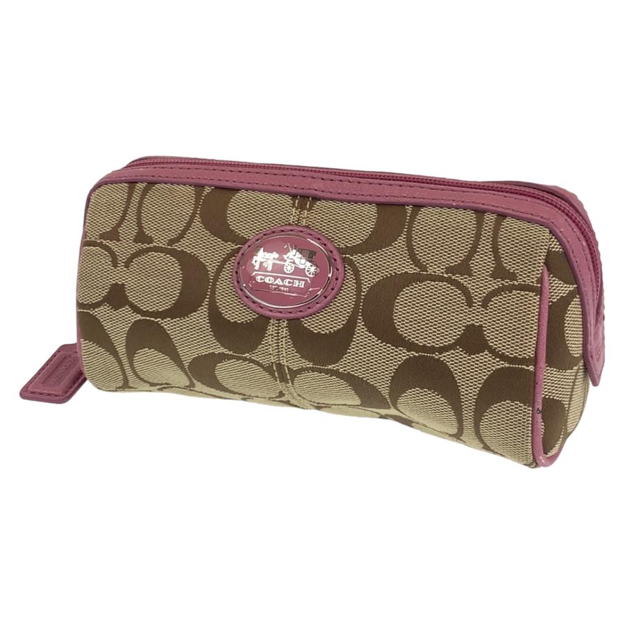 COACH コーチ シグネチャー ベージュ ピンク シルバー金具 キャンバス/レザー ポーチ アクセサリーポーチ レディース 401890 | COACH | 06