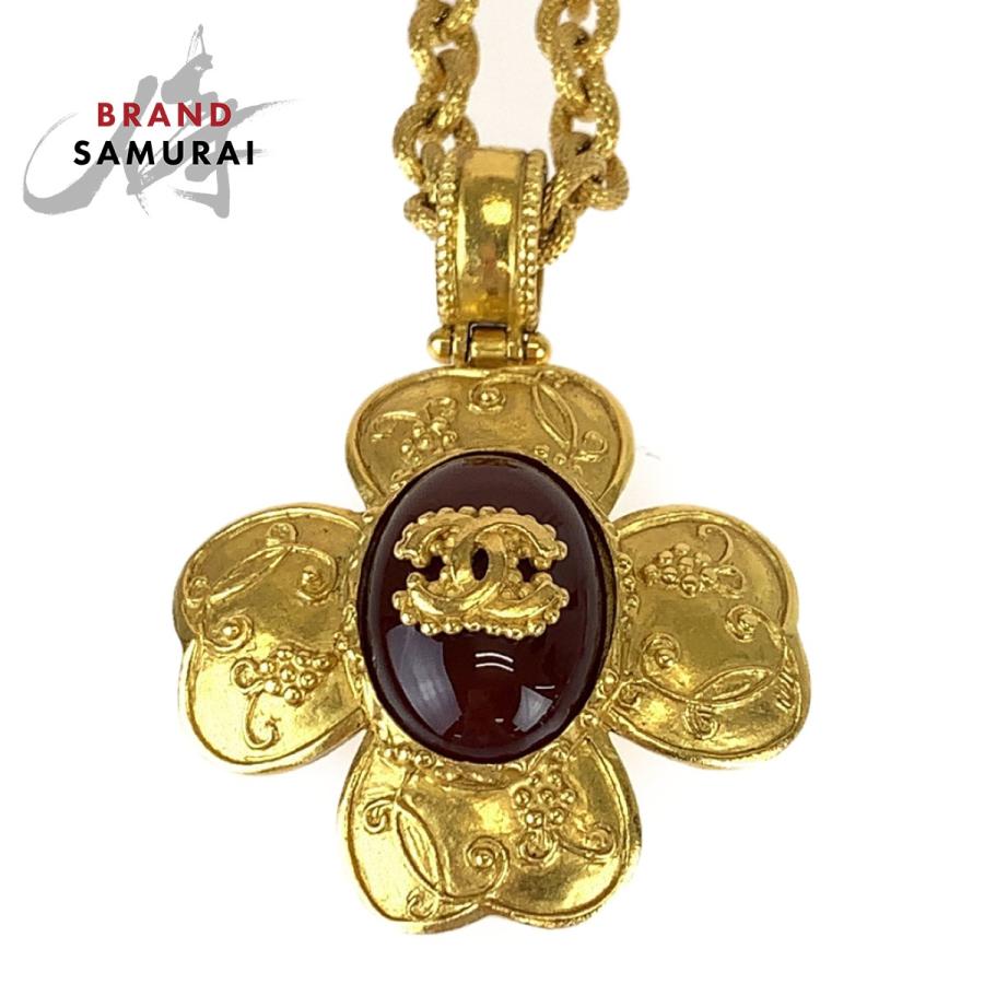 VINTAGE CHANEL グリポア ストーン ゴールドチェーン ネックレス