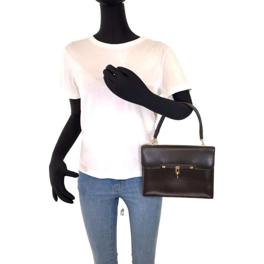 HERMES エルメス ヴィンテージ パロニエール ダークブラウン ゴールド  