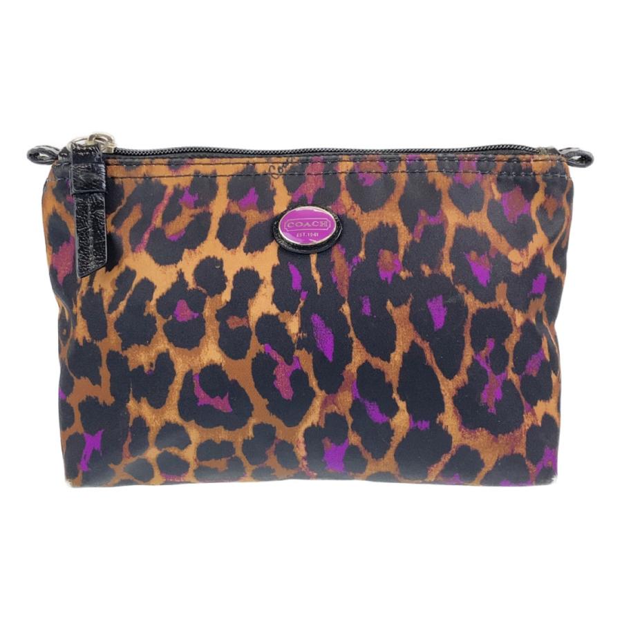 美品 COACH コーチ ブラウン ブラック パープル ナイロン/レザー ポーチ 小物入れ レディース 402419 | COACH | 01