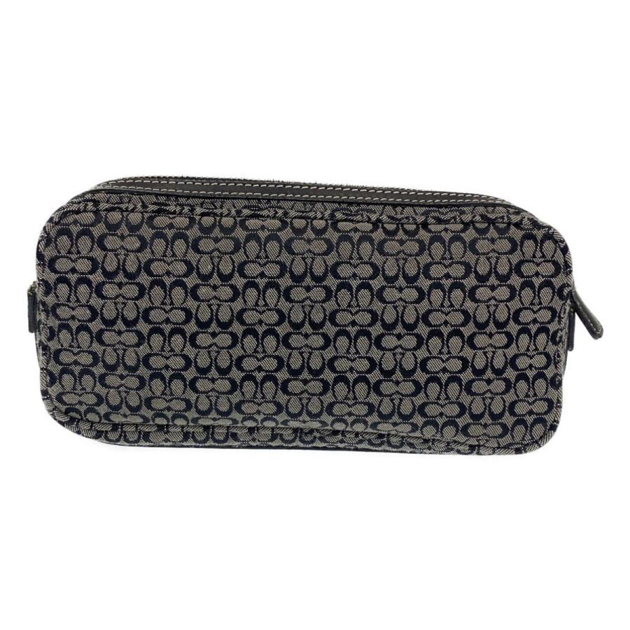 美品 COACH コーチ シグネチャー ブラック シルバー金具 キャンバス/レザー ポーチ 化粧品入れ 小物入れ レディース 402469 | COACH | 01