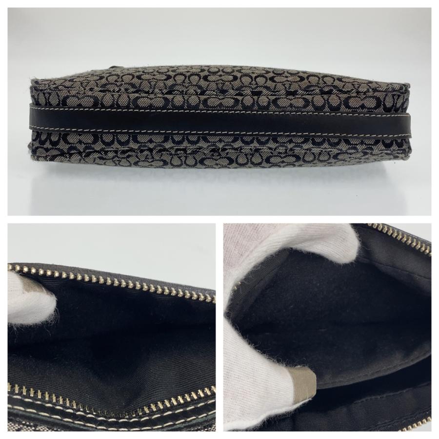 美品 COACH コーチ シグネチャー ブラック シルバー金具 キャンバス/レザー ポーチ 化粧品入れ 小物入れ レディース 402469 | COACH | 05