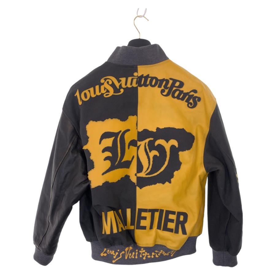 美品 ルイヴィトン ミックスキャンバスレザーボンバー バイカラー サイズ48 イエロー グレー スタジャン レザージャケット 403183 | LOUIS VUITTON | 01