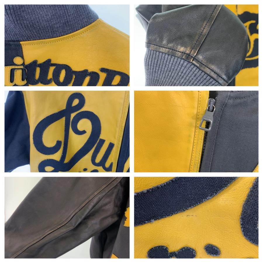 美品 ルイヴィトン ミックスキャンバスレザーボンバー バイカラー サイズ48 イエロー グレー スタジャン レザージャケット 403183 | LOUIS VUITTON | 02