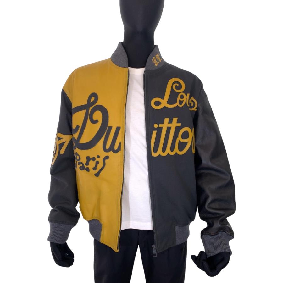 美品 ルイヴィトン ミックスキャンバスレザーボンバー バイカラー サイズ48 イエロー グレー スタジャン レザージャケット 403183 | LOUIS VUITTON | 06