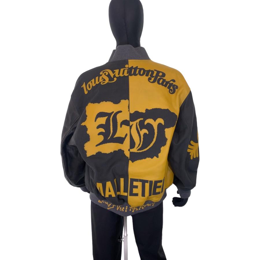 美品 ルイヴィトン ミックスキャンバスレザーボンバー バイカラー サイズ48 イエロー グレー スタジャン レザージャケット 403183 | LOUIS VUITTON | 08